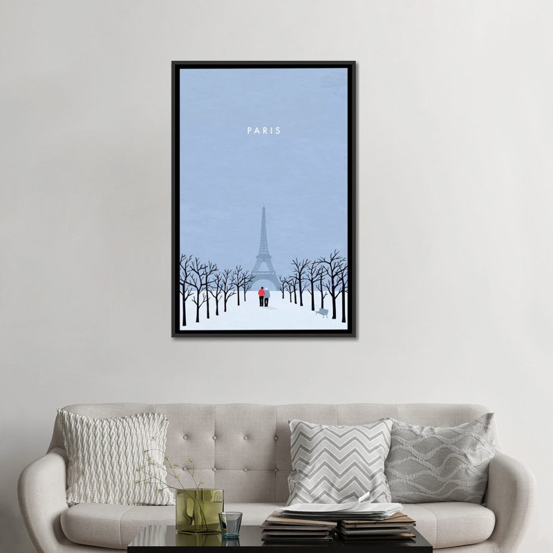 « paris », impression sur toile, H 26 po x l 18 po x P 1,5 po, Toile encadrée noire, Pas de tapis