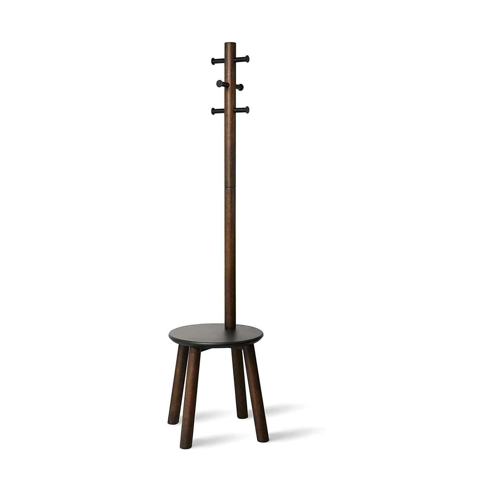 6 - Hook Freestanding Coat Rack, Walnut