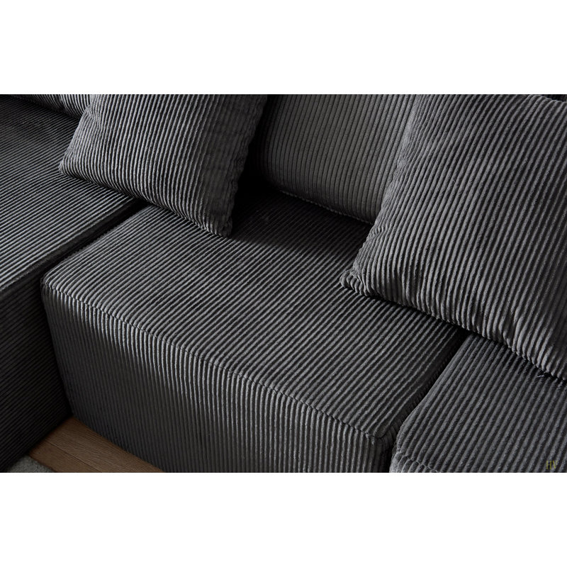 Boneless 108.3" Sectional Foam Couch,L Shape Sofa With Chaise Lounge,Modular Cloud Sofa For Living Room,Upholstered Corduroy Couch