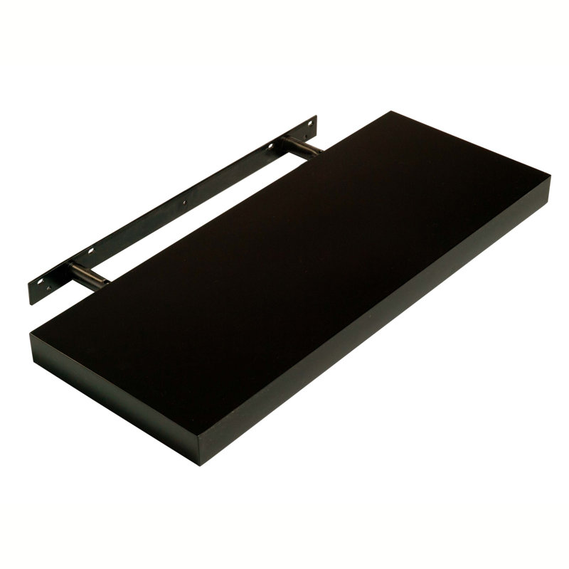 Hudson Floating Wall Shelf Kit, Chunky 3.8cm, Gloss Black, 4cm H x 90cm W x 24cm D