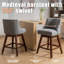 Tabouret de bar de cuisine pivotant en lin avec pieds en bois massif, gris-1246111024