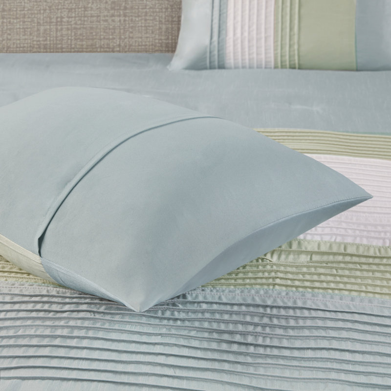 Full Green Jacquard 7-Piece Comforter Set with Shams