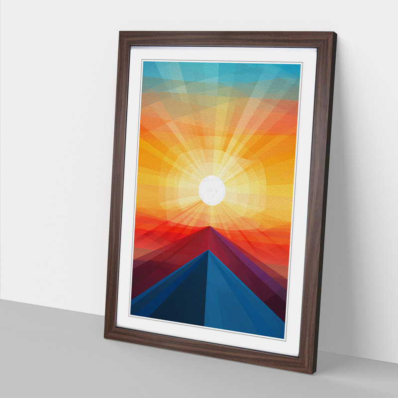 Sunrise Geometric - Framed Print, Walnut, 46cm H x 34cm W x 2cm D