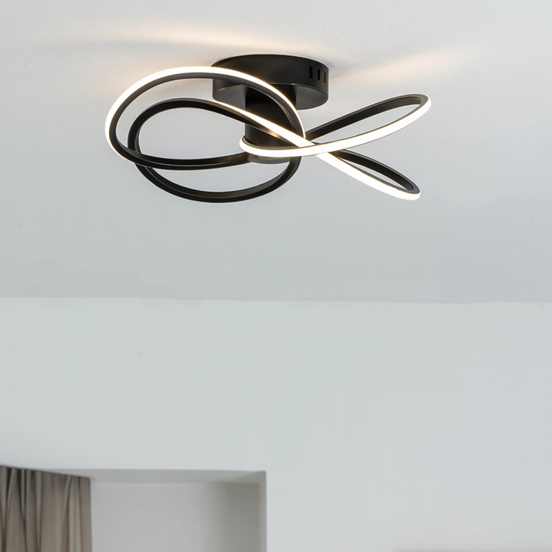 LED Semi Flush Mount, 11.5cm H x 44cm W x 44cm D, Matte Black