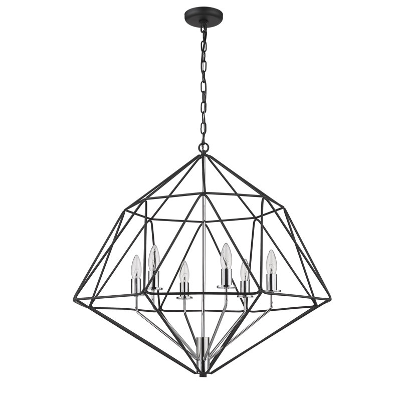 Luminaire suspendu géométrique 6 lumières Kiel, H 26,5 po x l 30 po x P 30 po