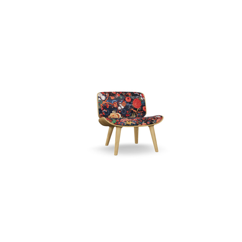 Nut Lounge Chair, White Wash Oak, Velvet Indigo