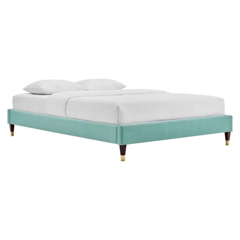Harlow Performance Velvet Platform Bed Frame, Full/Double, Mint