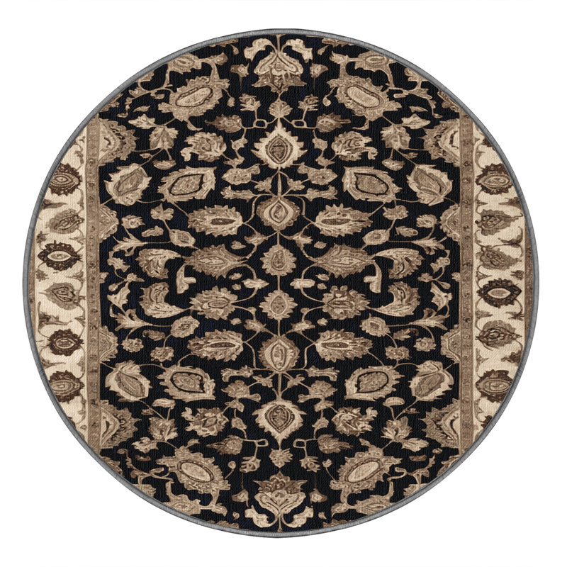 Machine Washable Persian Grey Area Rug, Round 6'