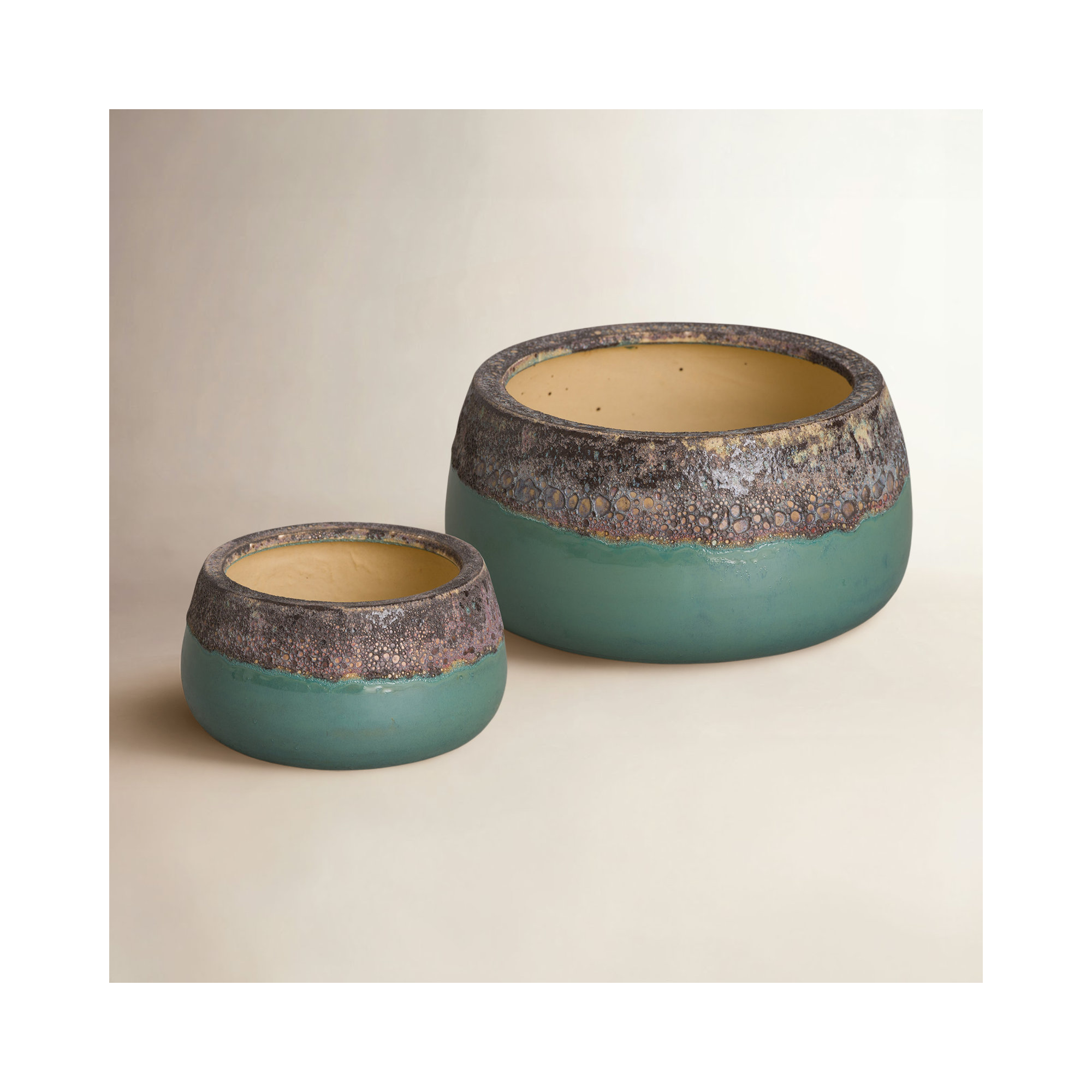 Eldon Handmade Ceramic Pot Planter, 5"H x 9"W x 9"D/7"H x 13"W x 13"D