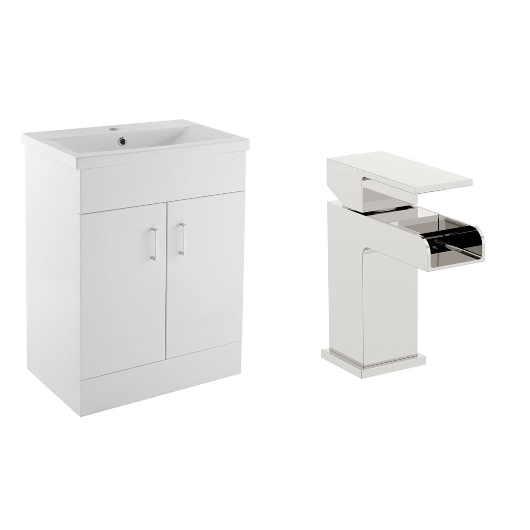 VeeBath Sobek 800mm Vanity Sink Unit & Waterfall Basin Mixer Tap