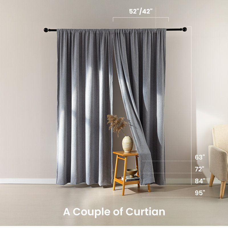  Blackout Magnetic Curtains(Set of 2), 52" W x 84" L, Gray