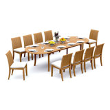 9 Pcs Grade-A Teak Wood Dining Set: 118" Double Extension Oval Table And 8 Lagos Armless Chairs #11LG2600