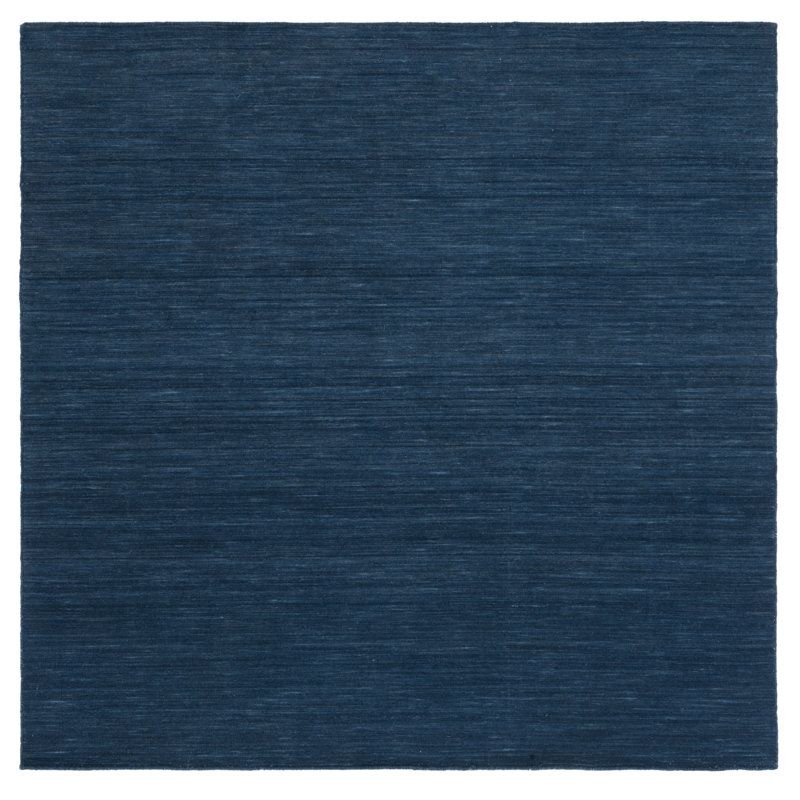 Batum Hand Loomed Wool/Cotton Rug in Blue/Navy, Square 6'