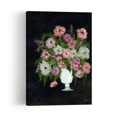 Floral Bouquet Vintage Zinnia Wall Art Print 1 Piece Wrapped Canvas Wall Art