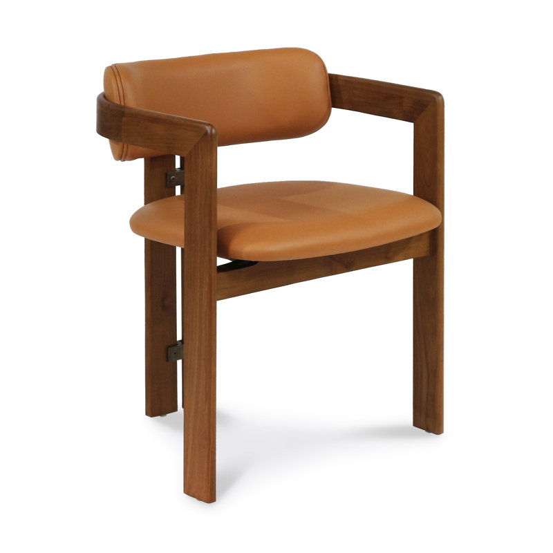 Chaise avec accoudoirs en bois massif Averna, Teck naturel