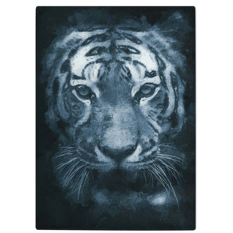 Tempered Glass Tiger Portrait in Abstract Cutting Board, 28.5 cm W x 39 cm L
