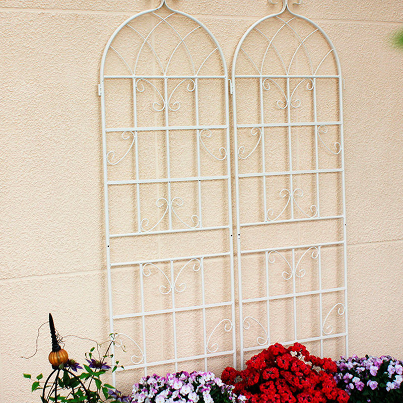Treillis de jardin 71 po x 19,7 po, métal, rouille, blanc crème, facile à installer 2 treillis métalliques 71 po x 19,7 po, processus d'assemblage simple