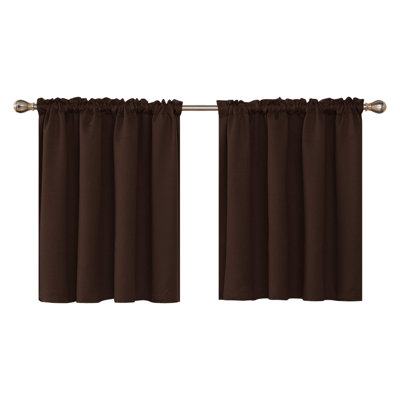 Solid Textured Embossed Rod Pocket Valance Blackout Curtains (Set of 2)