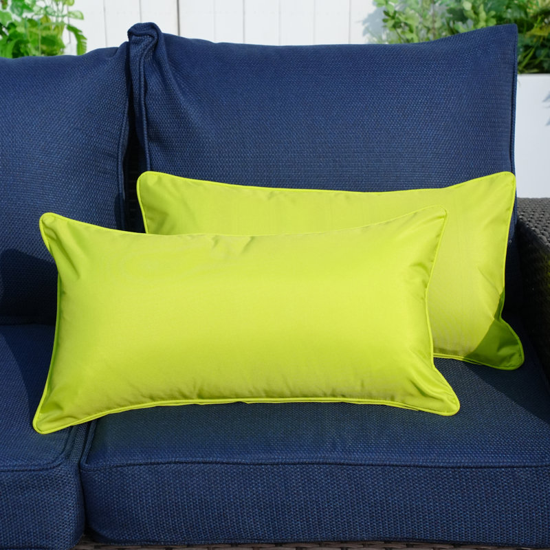 Polyester Euro Square Indoor/Outdoor Pillow Cover & Insert, 11.81" x 21.65", Fiber, Light Green