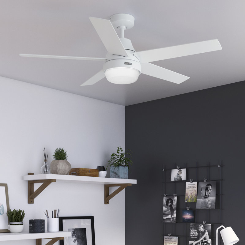 52" Aerodyne 5 - Blade Smart Standard Ceiling Fan with Lights and Remote, Fresh White