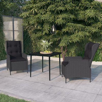 Ensemble repas d'extérieur compact en acier thermolaqué gris foncé Garden