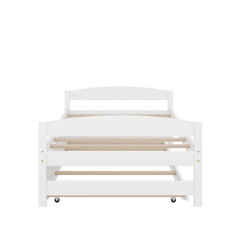 Lit plateforme simple avec lit gigogne, Blanc