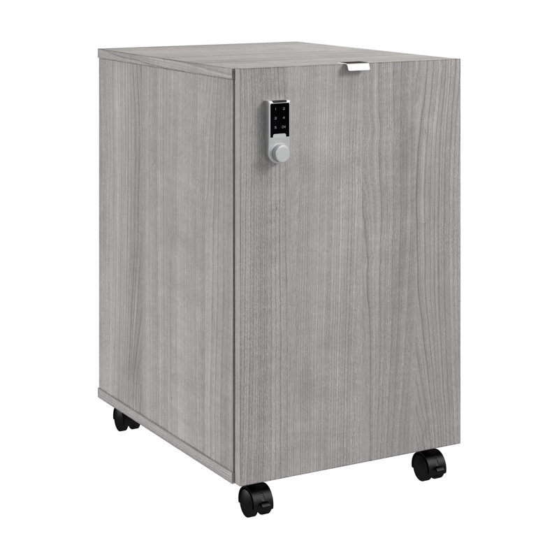 Bush Business Furniture Assure Mobile File Cabinet With Drawers And Keypad Lock, Platinum Gray