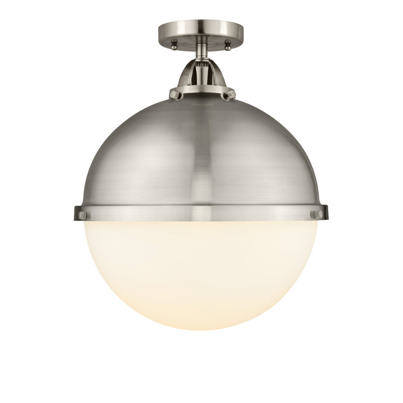 Plafonnier semi-encastré en verre à DEL, Laiton antique noir, Grainé, H 15,88 po x l 12,88 po x P 12,88 po