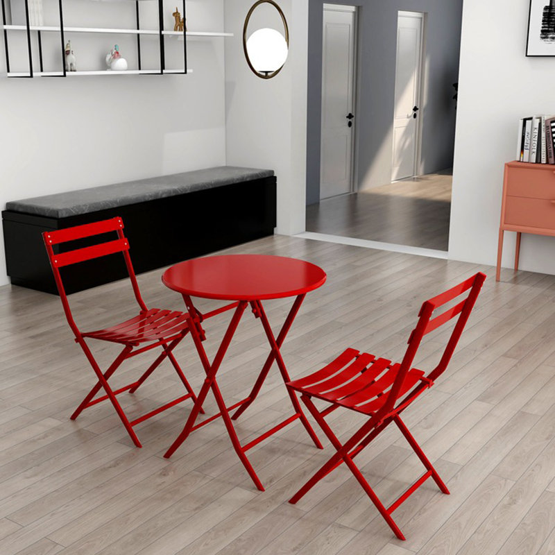 Pastrana Outdoor 3-Piece Foldable Bistro Set, Red