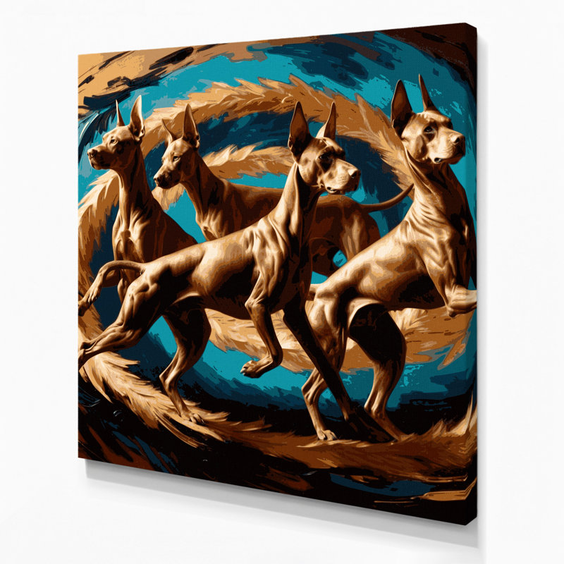 Chiens, art mural noir sur toile Xoloitzcuintli, H 16 po x l 16 po