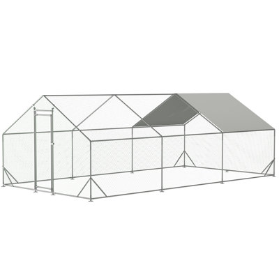 Grand poulailler en métal avec grillage galvanisé avec protection contre le soleil et la pluie pour poulets et lapins dans le jardin