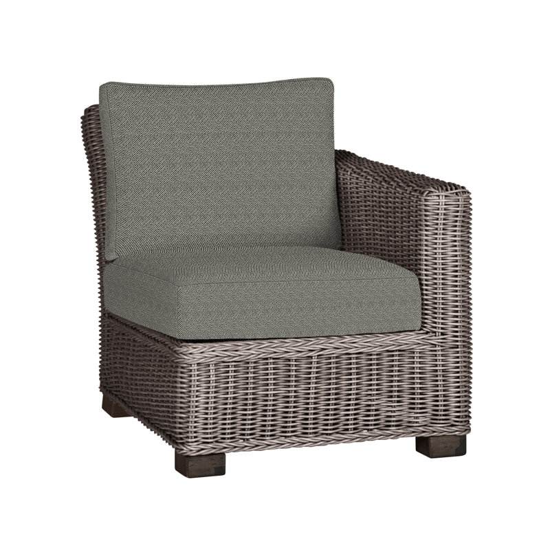 Rustic Patio Lounge Chair with Cushions, No Welt, Oyster, Intermix Bark