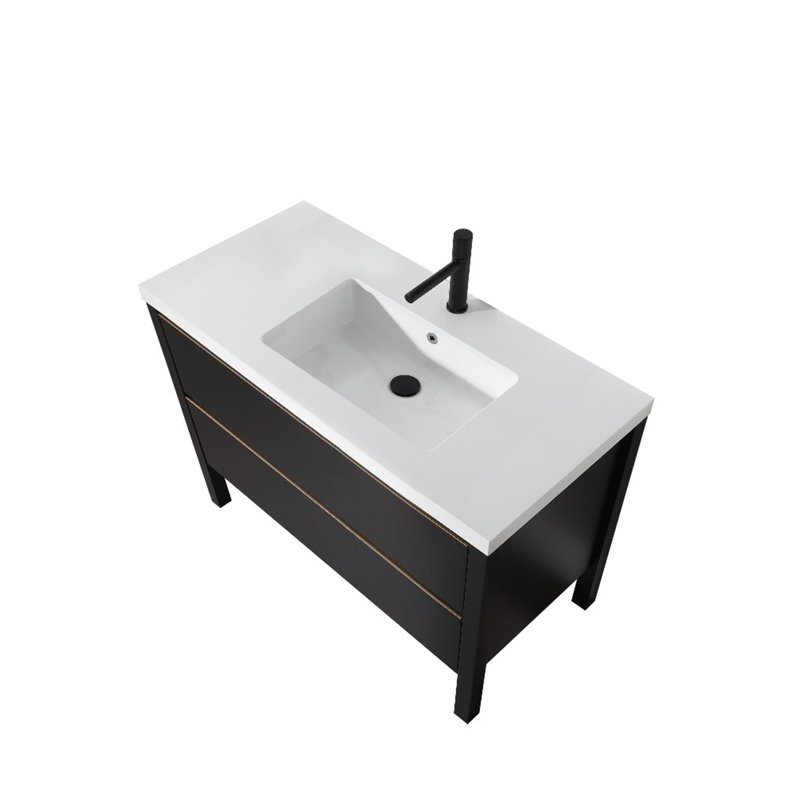 Allamanda 42 po L x 20 po P 2 tiroirs Meuble-lavabo avec évier simple et Comptoir en Quartz blanc