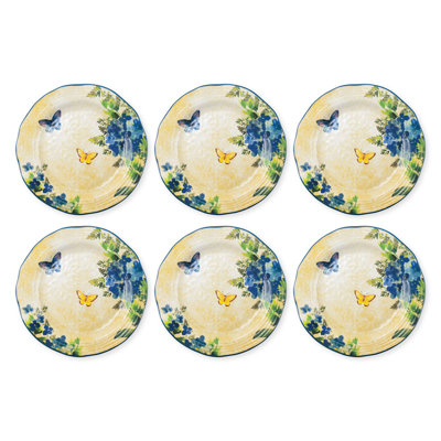 6-Piece Butterfly Floral 10 7/8" Melamine Plate