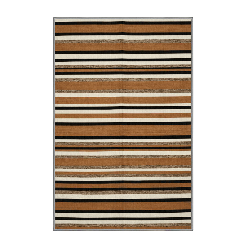  Tapis blanc lavable rayé Adobe, Rectangulaire 2 pi x 3 pi