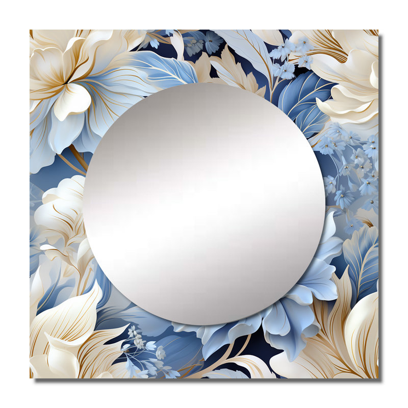Ethereal Rococo Flourish Victorian Pattern - Floral Large Square Mirror For Wall Art Decor, 23" x 23"
