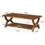 Table basse rectangulaire en bois massif avec tablette de rangement pour le salon, table basse en bois avec base à tréteaux