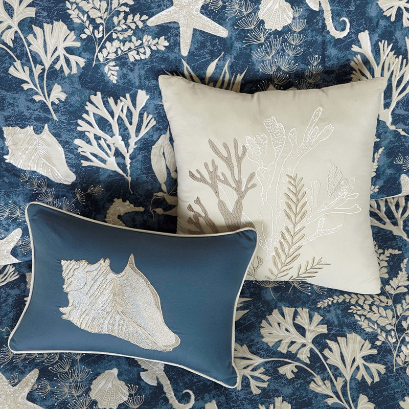 7 Piece Comforter Blue Cotton Cozy Bedding Charming