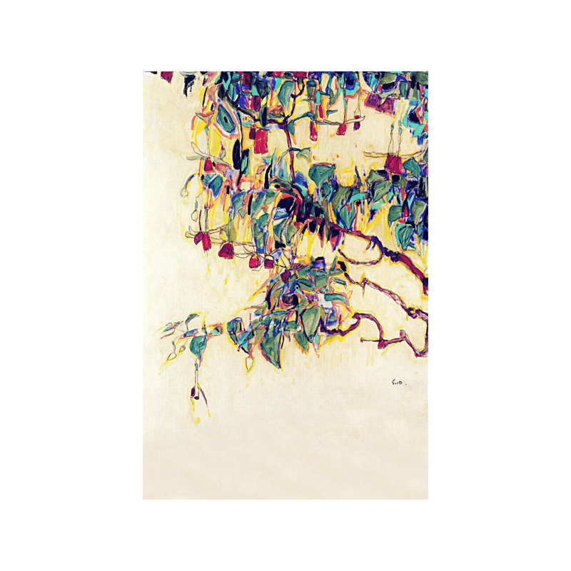 Sun Tree by Egon Schiele - Painting on Canvas, 20.32 cm H x 30.48 cm W, No Frame