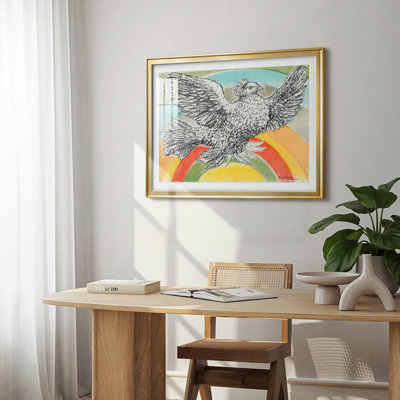 The Dove of Peace (Flying Dove with Rainbow)-Pablo Picasso-Framed Print with Mat and glass-1952