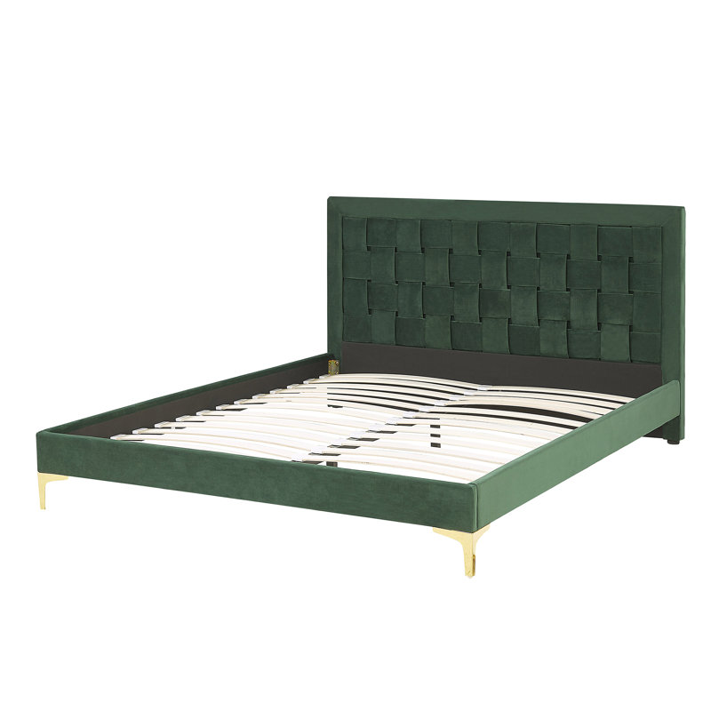 Ilya Upholstered Bed, European Kingsize (160 x 200cm), Green