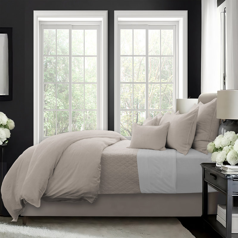 Ensemble de housse de couette 8 pièces Elsie, Housse de couette simple + 7 pièces supplémentai, Naturel