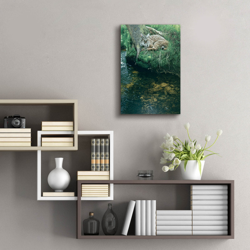 Art mural en verre Ebern Designs «Summer Stream Bank» par Ron Parker, H 24 po x l 16 po x P 0,2 po