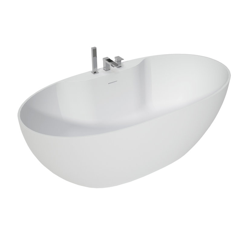 Baignoire de trempage profonde à surface solide de 63 po avec trois trous 63 po