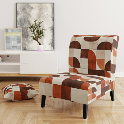 Fauteuil de chambre abstrait Mid-Century rembourré - Fauteuil de chambre Crescent