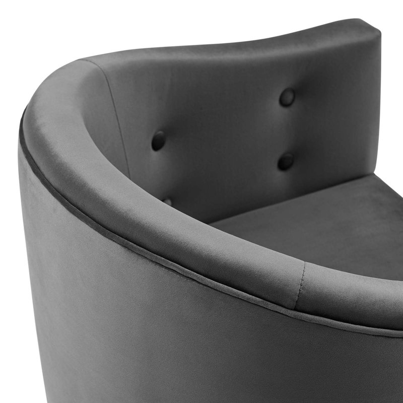 Savour Tufted Performance Velvet Bar Stool, Charcoal, Counter Stool (26” Seat Height)