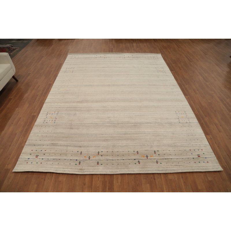 Tapis neutre élégant Gabbeh 9 x 12 avec charme minimaliste