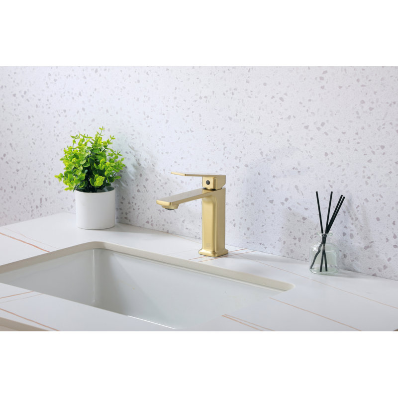 Robinet pour salle de bain à poignée simple Lena, Or brossé