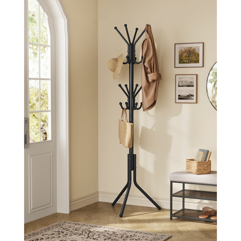 Steel Freestanding 16 - Hook Coat Rack, Black