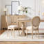 Chaises de salle à manger de style champêtre beige haut de gamme Amando, chaises rembourrées à dossier rond, techniques de tréfilage et de sculpture-1995148642